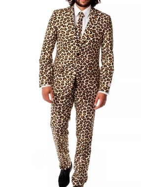 OppoSuits Leopard Print Blazer with Purple Lining